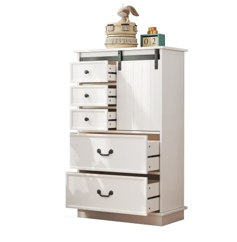 51'' Farmhouse Drawer Chest with Sliding Door