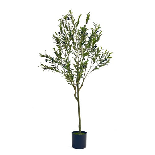 59" Artificial Olive Tree – Pre-Potted Modern Greenery for Any Room