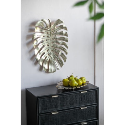 Gold Monstera Leaf Wall Décor – Aluminum Modern Wall Accent or Decorative Tray (18.9" x 13.4")