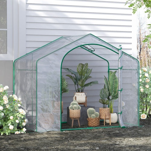 Outsunny 6' x 3' x 5' Walk-In Greenhouse with PVC Cover and Steel Frame – Clear