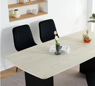 Set of 4 Modern Black Dining Chairs – Upholstered Seat & Metal Legs